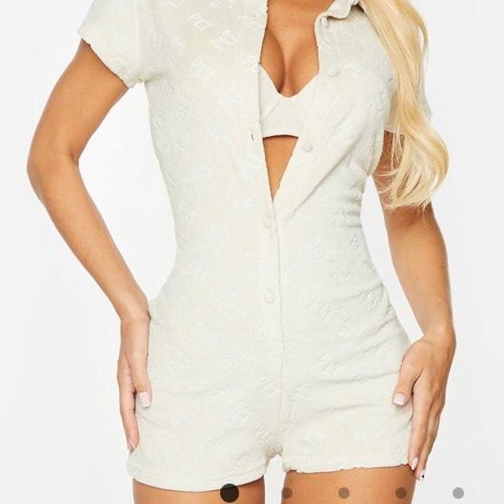 Pretty little thing stone embossed towel beach romper